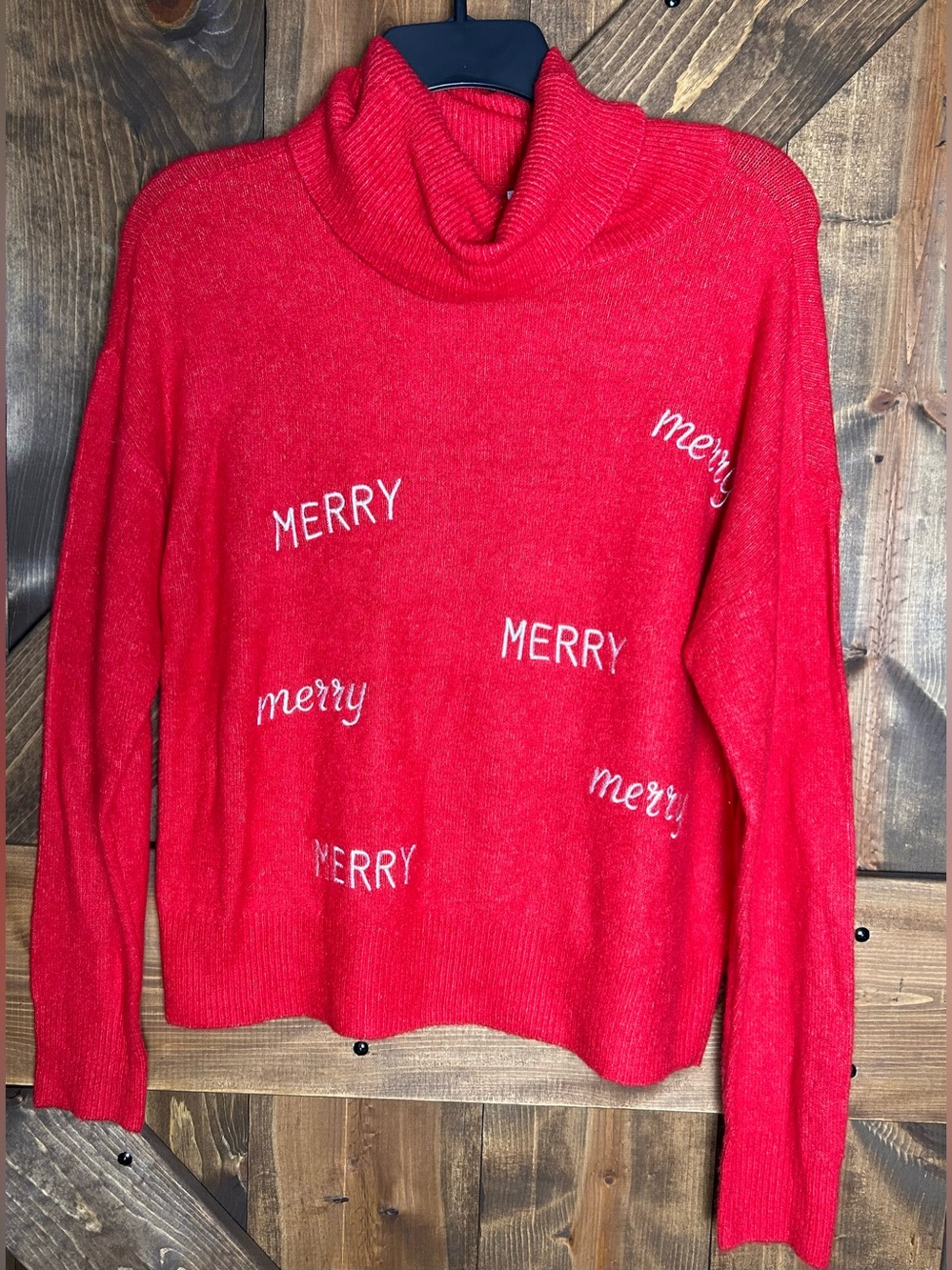 crown & ivy Red 'Merry' Turtleneck Sweater